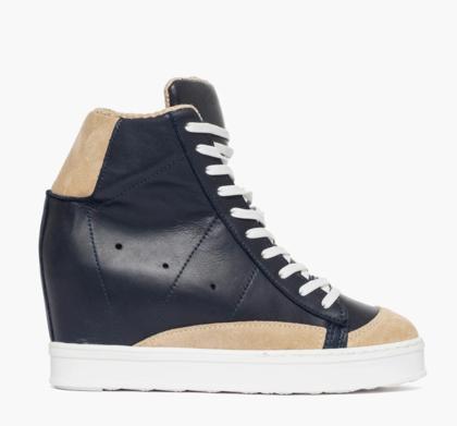 ALESSANDRO COLLECTION - BLUE LEATHER BEIGE SUEDE